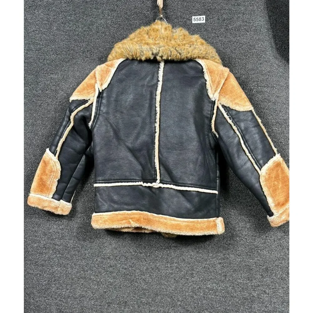 Jordan Craig Jacket Boys 8 Black Tan Sherpa Lined Aviator Bomber Zip Moto Coat